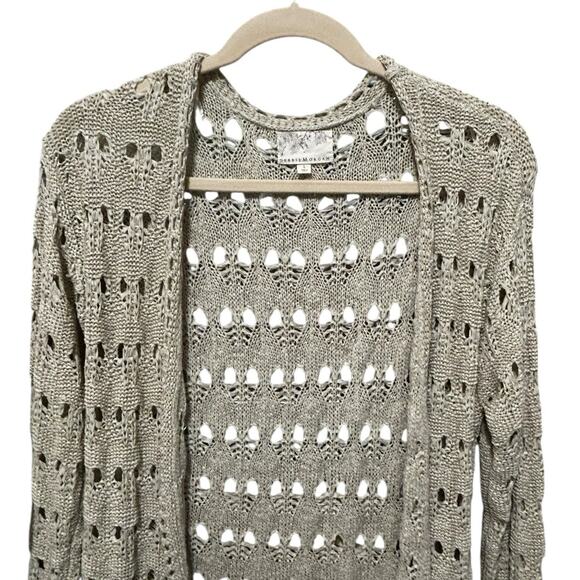 Debbie Morgan Women Boho Crochet Cardigan Sweater L‎ Beige Cottagecore Festival - Picture 7 of 10
